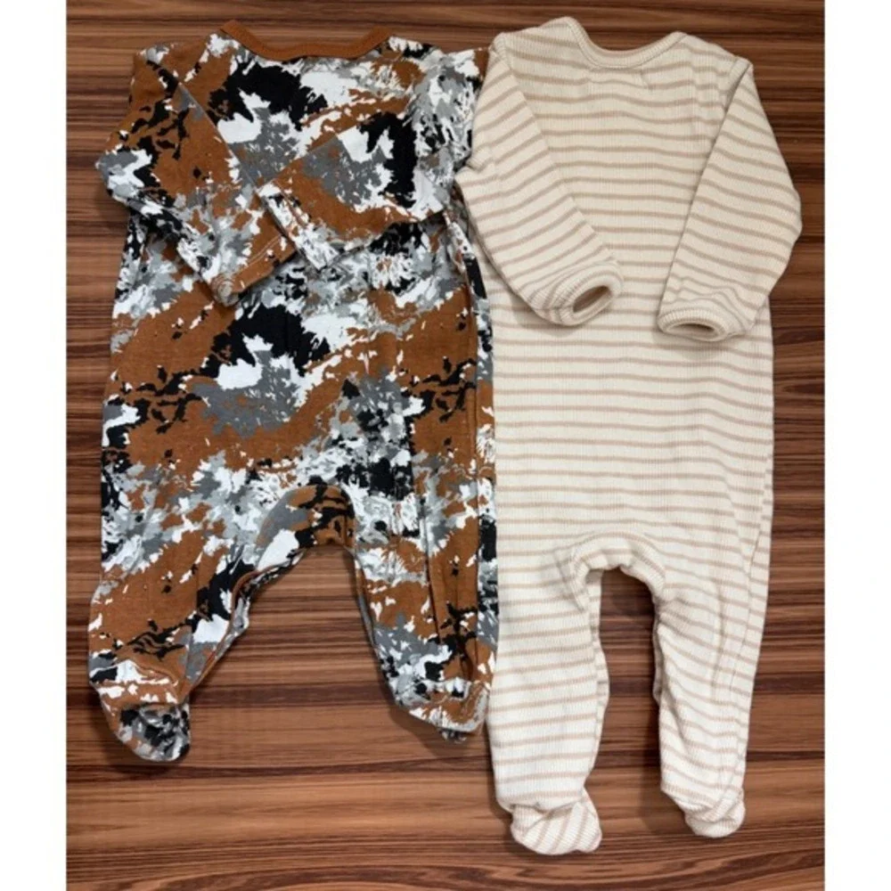 Baby Boy 0-3M Bundle Carters Rabbit Bear Cotton On Sleepers‎ Bodysuit Pants 5pc